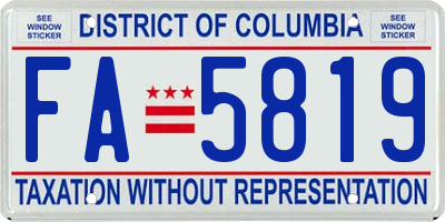 DC license plate FA5819