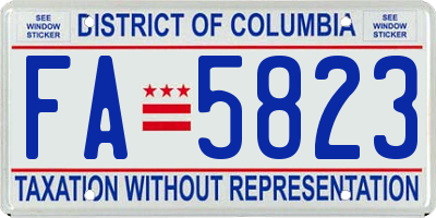 DC license plate FA5823