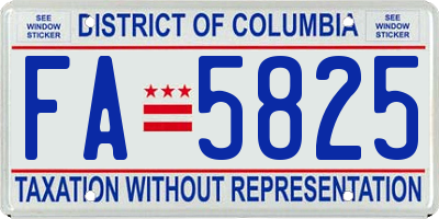 DC license plate FA5825