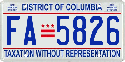 DC license plate FA5826