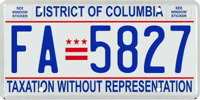 DC license plate FA5827