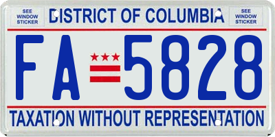 DC license plate FA5828