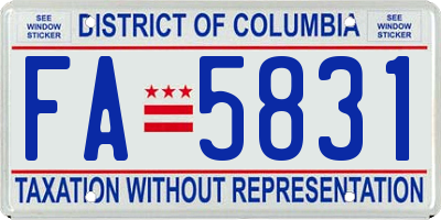 DC license plate FA5831