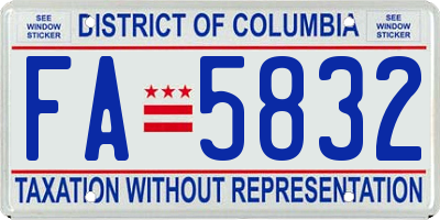 DC license plate FA5832