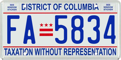 DC license plate FA5834