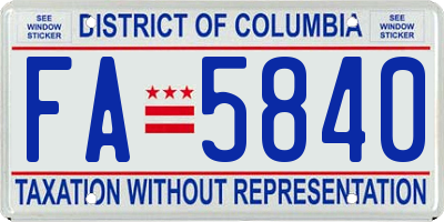 DC license plate FA5840