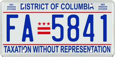 DC license plate FA5841