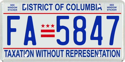 DC license plate FA5847