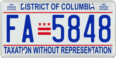 DC license plate FA5848