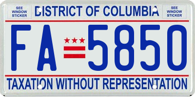 DC license plate FA5850