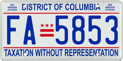 DC license plate FA5853