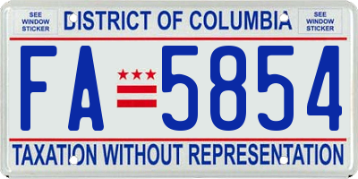 DC license plate FA5854