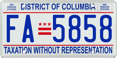 DC license plate FA5858