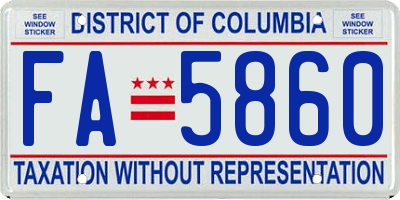 DC license plate FA5860