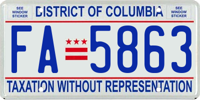 DC license plate FA5863