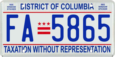 DC license plate FA5865