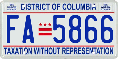 DC license plate FA5866