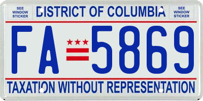 DC license plate FA5869