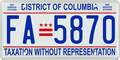 DC license plate FA5870