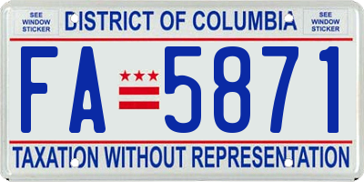 DC license plate FA5871