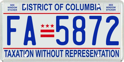 DC license plate FA5872