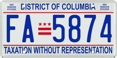 DC license plate FA5874