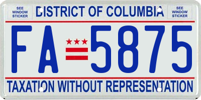 DC license plate FA5875