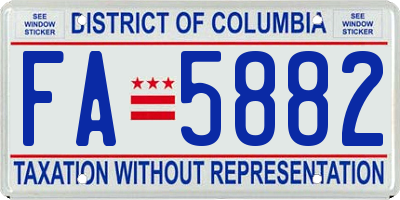 DC license plate FA5882