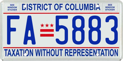 DC license plate FA5883