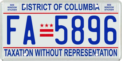 DC license plate FA5896