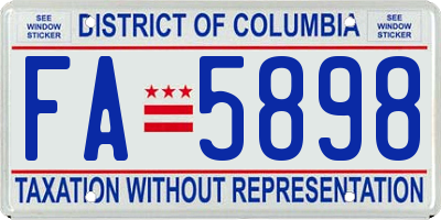 DC license plate FA5898