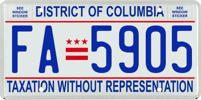 DC license plate FA5905