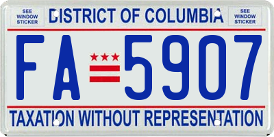 DC license plate FA5907