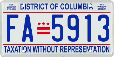 DC license plate FA5913