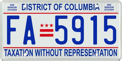 DC license plate FA5915