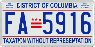 DC license plate FA5916