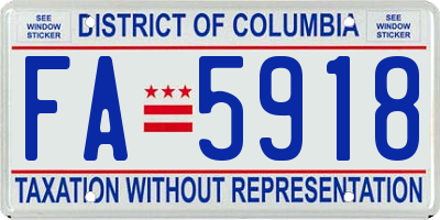 DC license plate FA5918