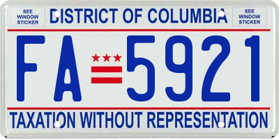 DC license plate FA5921