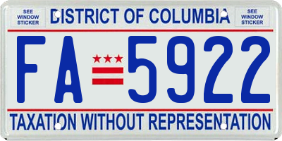 DC license plate FA5922