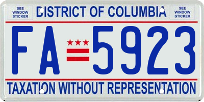 DC license plate FA5923