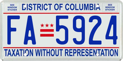 DC license plate FA5924