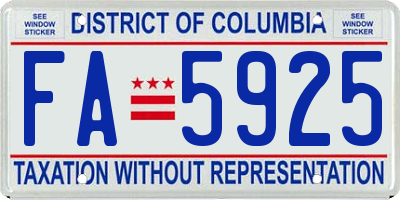 DC license plate FA5925