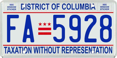 DC license plate FA5928