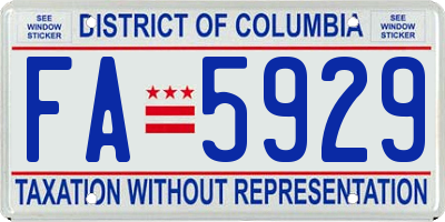 DC license plate FA5929