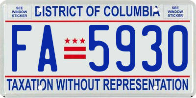 DC license plate FA5930