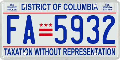 DC license plate FA5932