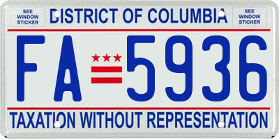 DC license plate FA5936