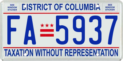 DC license plate FA5937