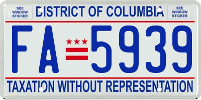 DC license plate FA5939