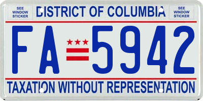 DC license plate FA5942